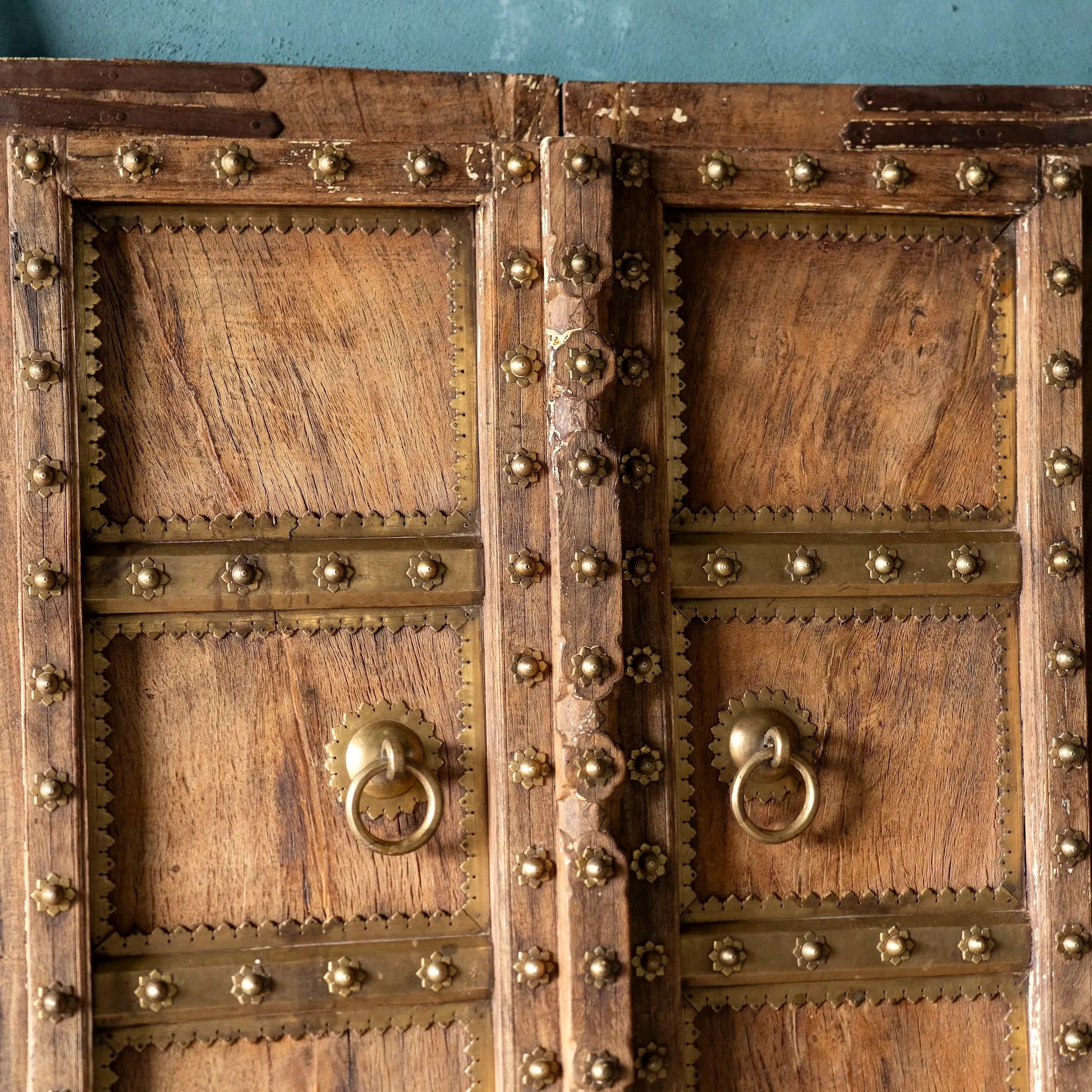 Jaina Heritage Studded Teak Double Door Panel - DOBRI ARTS AU