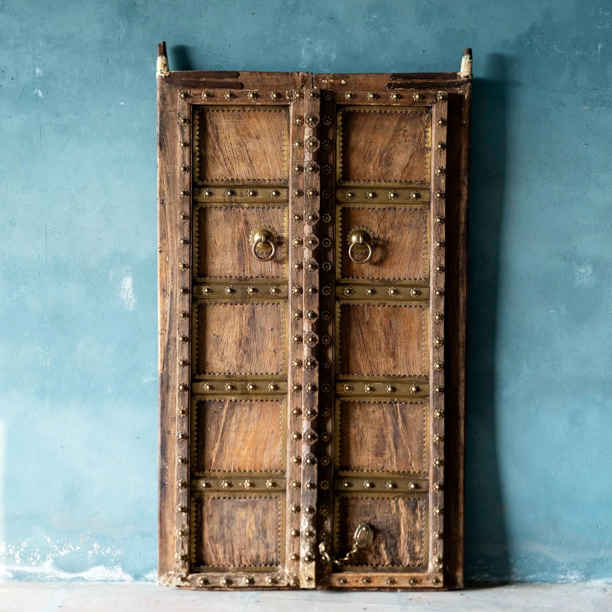 Jaina Heritage Studded Teak Double Door Panel - DOBRI ARTS AU