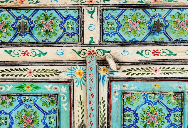 Jaipur Mosaic Hand-Painted Wooden Sideboard - DOBRI ARTS AU