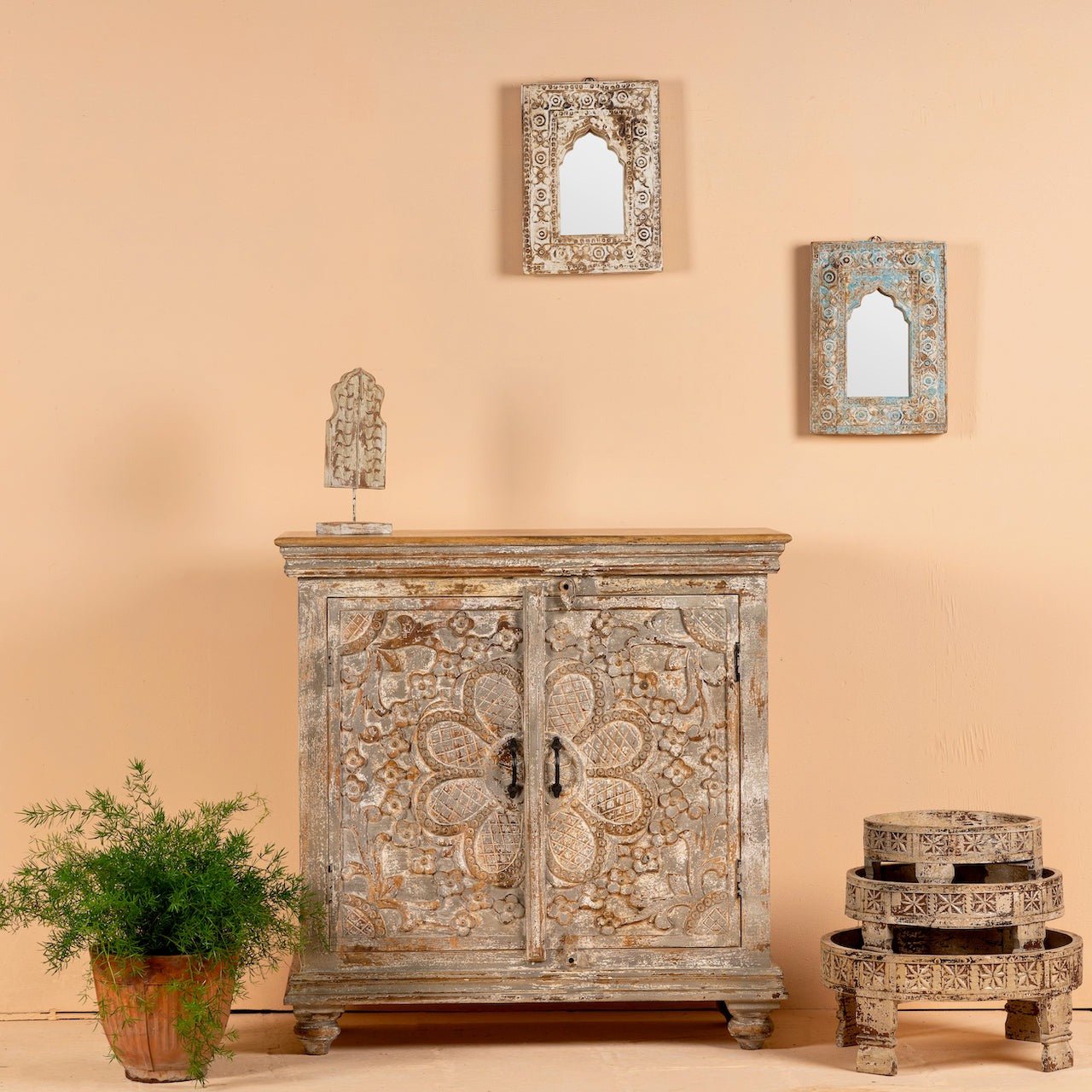 Jamn Hand-Carved Floral Cupboard - DOBRI ARTS AU