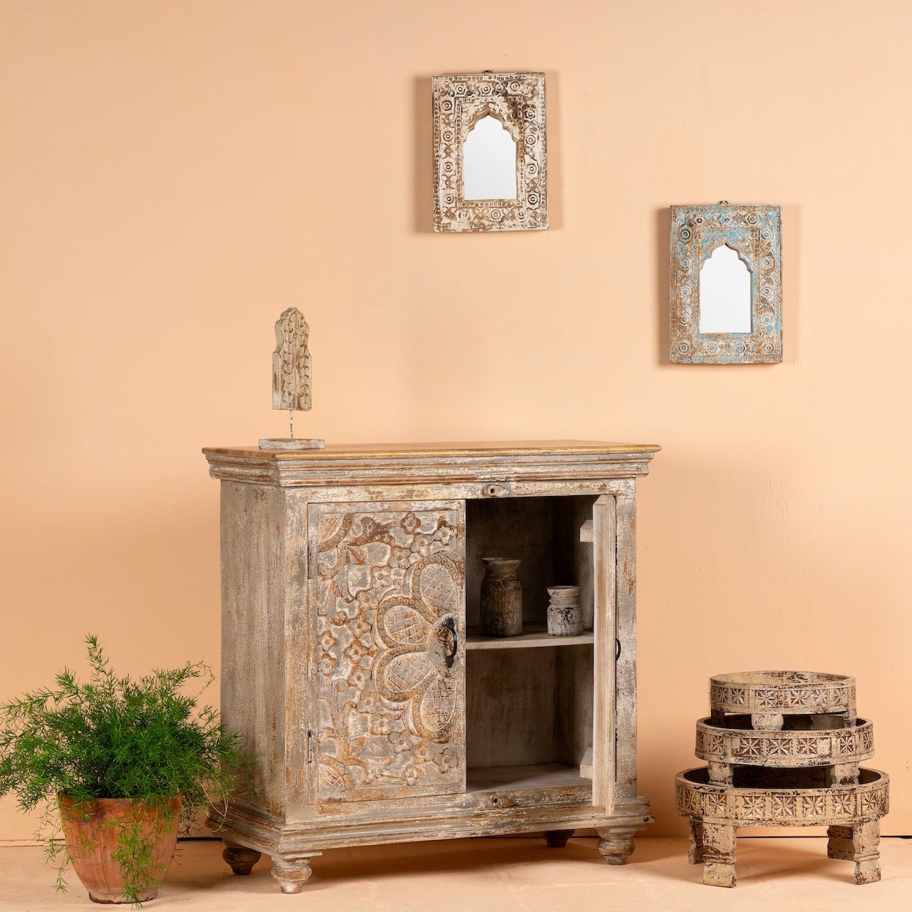 Jamn Hand-Carved Floral Cupboard - DOBRI ARTS AU