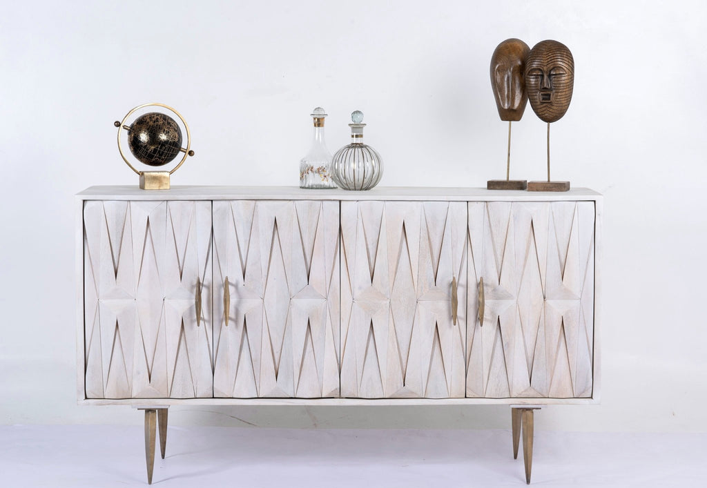 Jayantha Modern Minimalist White Wood Sideboard - DOBRI ARTS AU