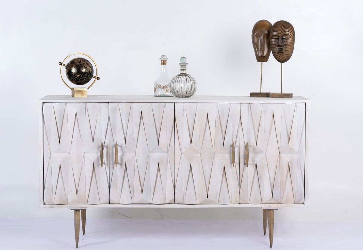 Jayantha Modern Minimalist White Wood Sideboard - DOBRI ARTS AU