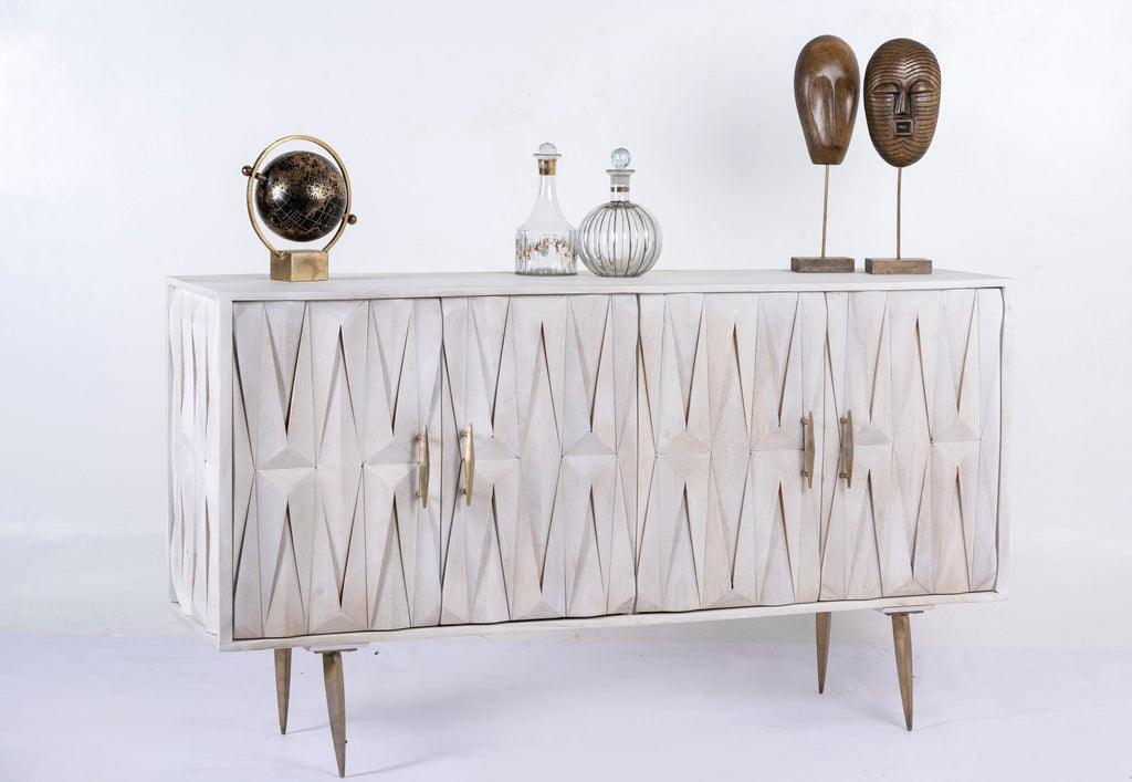 Jayantha Modern Minimalist White Wood Sideboard - DOBRI ARTS AU