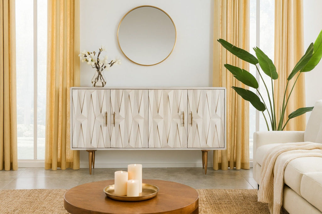 Jayantha Modern Minimalist White Wood Sideboard - DOBRI ARTS AU