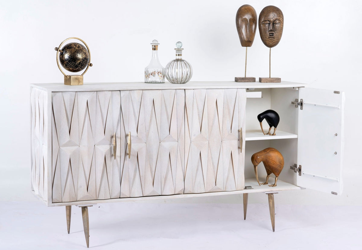 Jayantha Modern Minimalist White Wood Sideboard - DOBRI ARTS AU