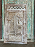 Jharokha-Style Hand-Carved Wooden Wall Panel with Brass Stud Detailing - DOBRI ARTS AU