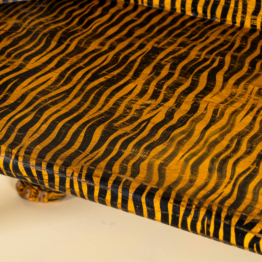 Jivin Hand-Painted Double-Headed Tiger Bench – Exotic Folk Art Animal Accent Seat, 160cm - DOBRI ARTS AU