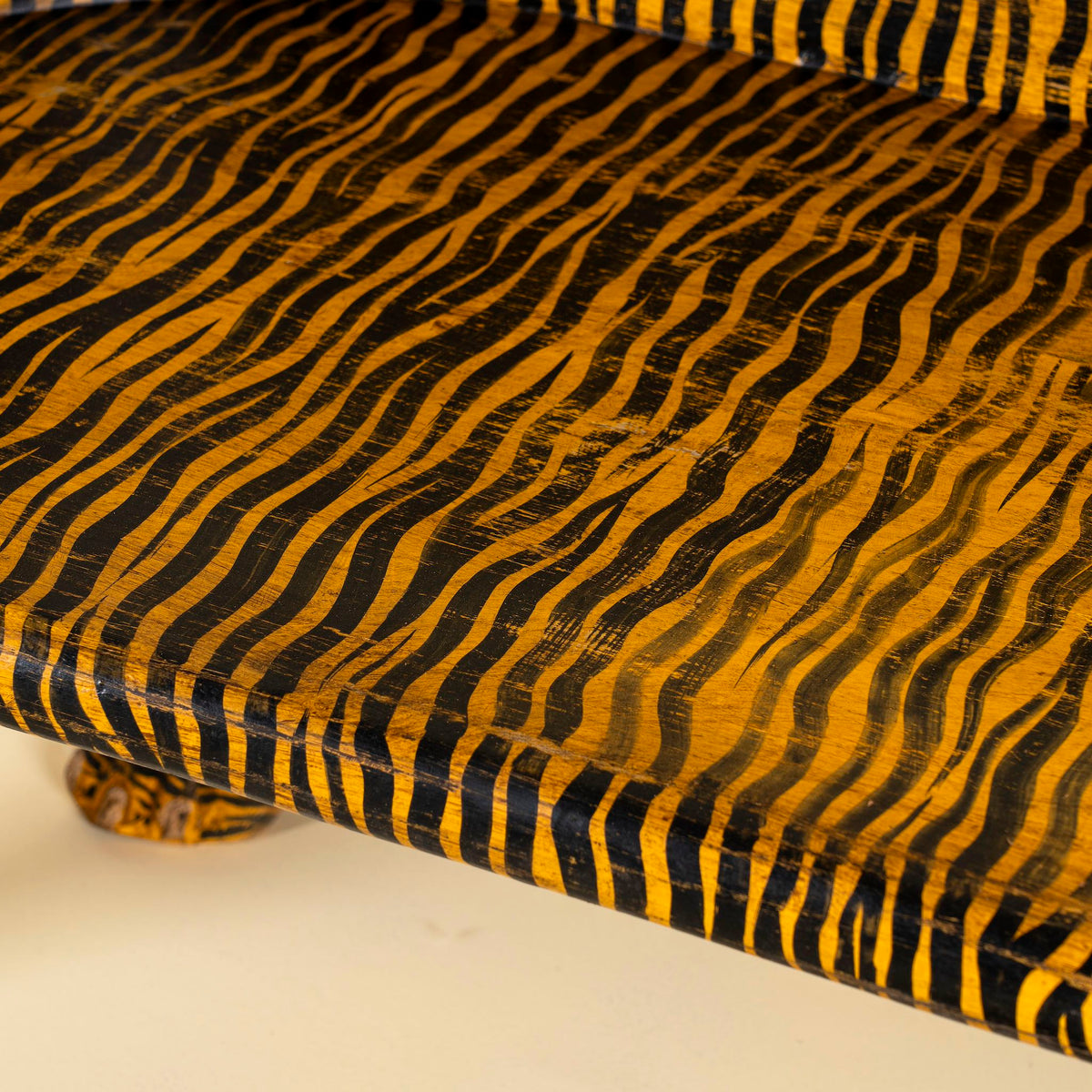 Jivin Hand-Painted Double-Headed Tiger Bench – Exotic Folk Art Animal Accent Seat, 160cm - DOBRI ARTS AU