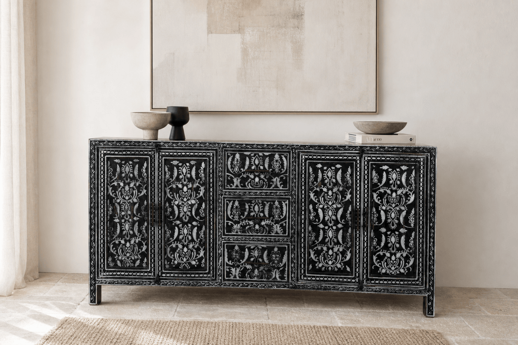 Kaira Black Hand-Painted Sideboard - DOBRI ARTS AU