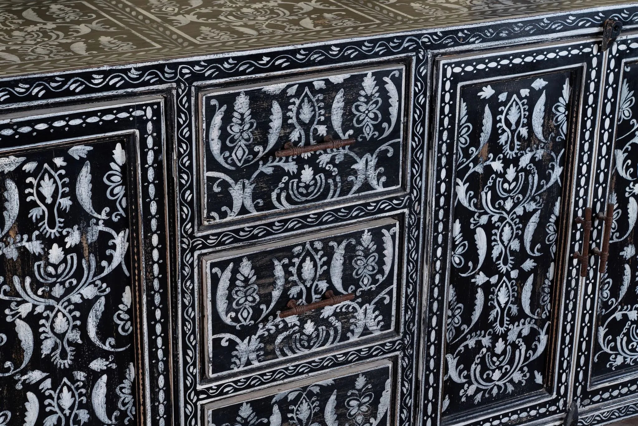 Kaira Black Hand-Painted Sideboard - DOBRI ARTS AU