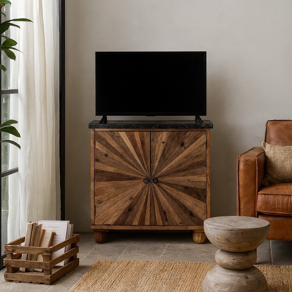 Kalakand Sunburst Driftwood Storage Cabinet - DOBRI ARTS AU