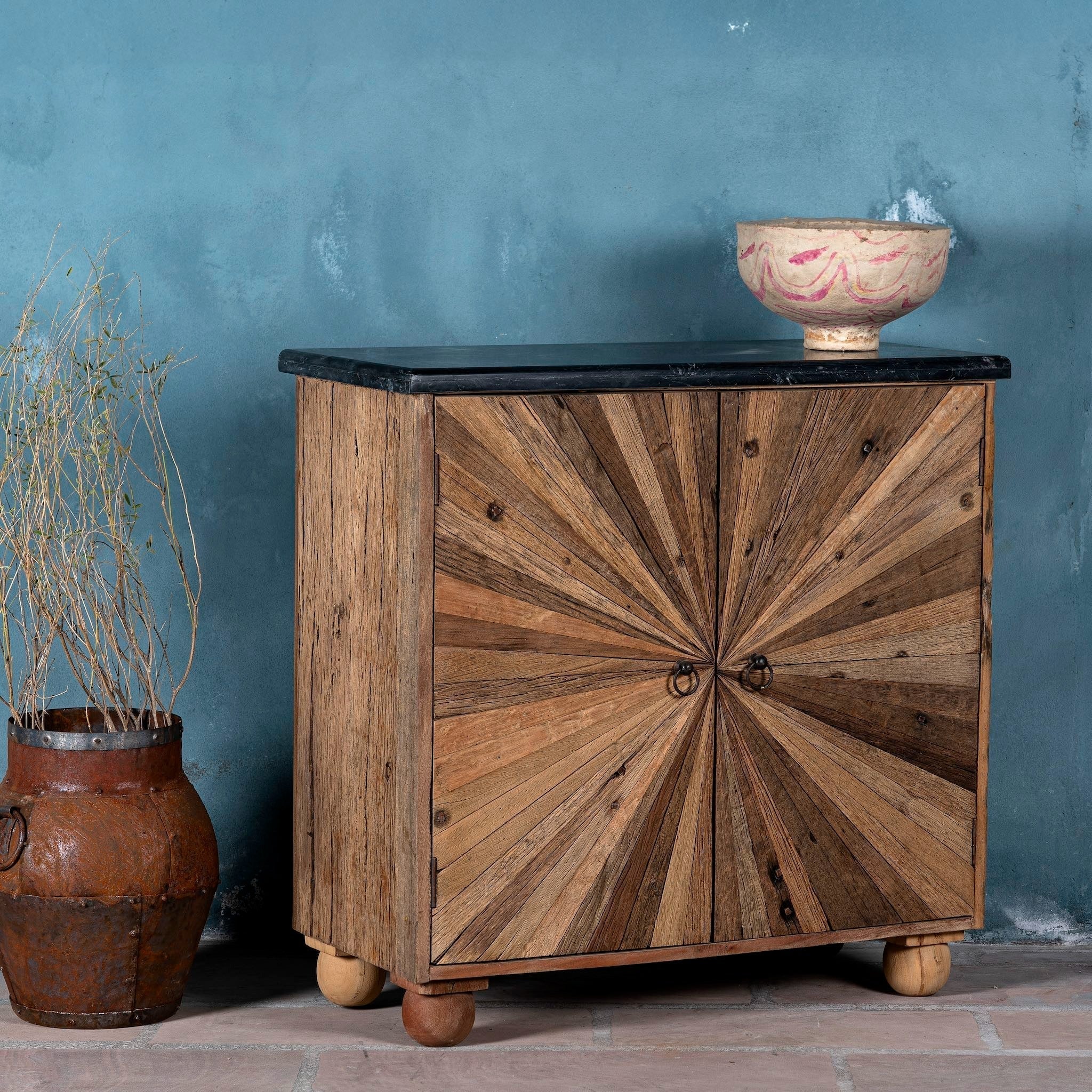 Kalakand Sunburst Driftwood Storage Cabinet - DOBRI ARTS AU