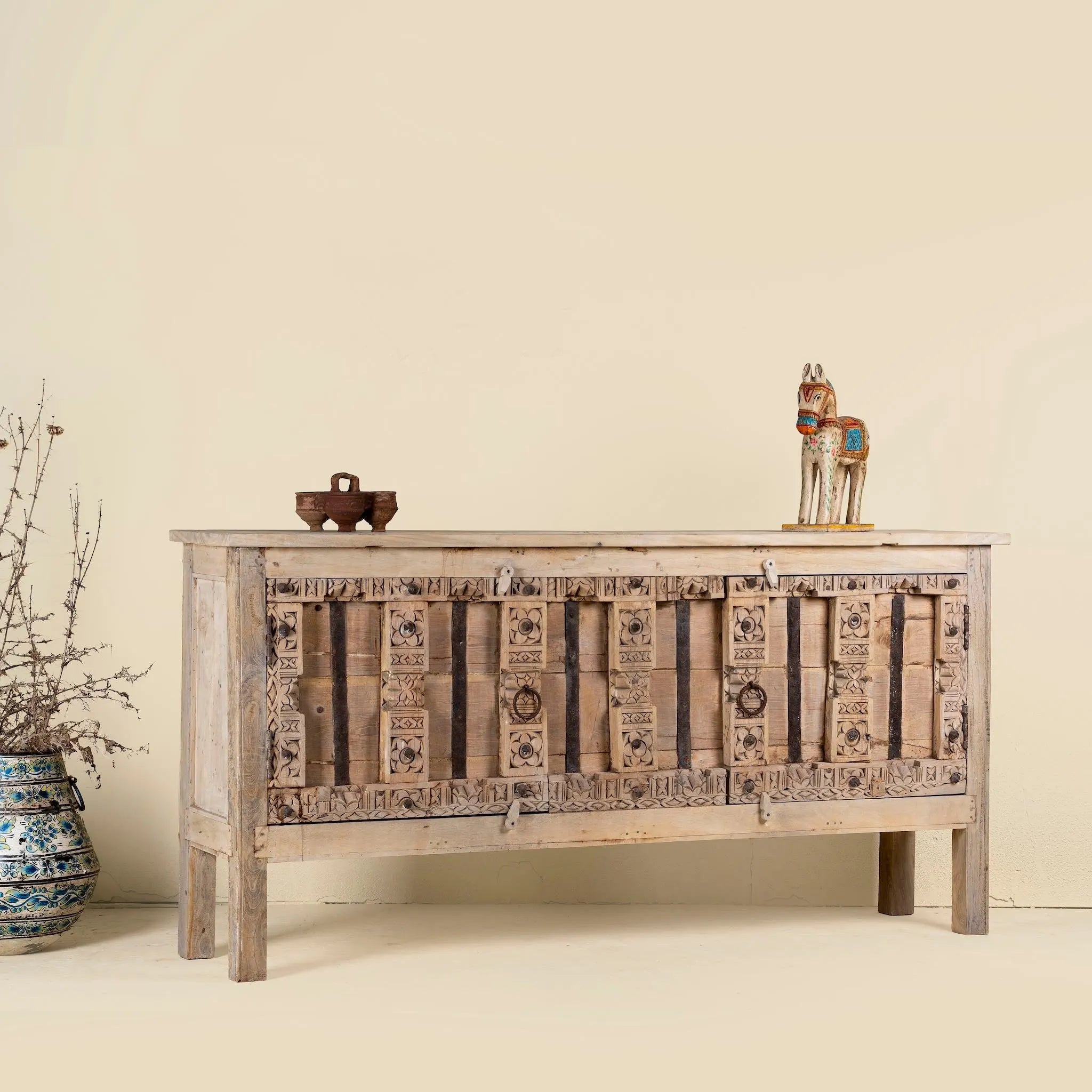 Kanan Vintage Hand-Carved Wooden Console - DOBRI ARTS AU