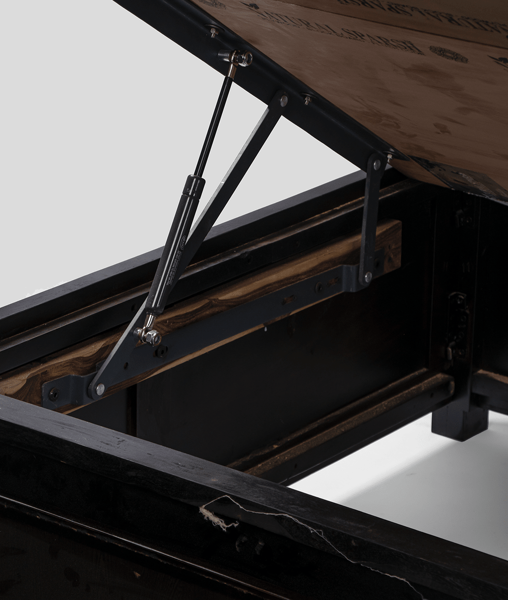 Kara Groove Hydraulic Bed – Geometric Sheesham Solid Wood Storage Bed with Designer Panelled Headboard - DOBRI ARTS AU