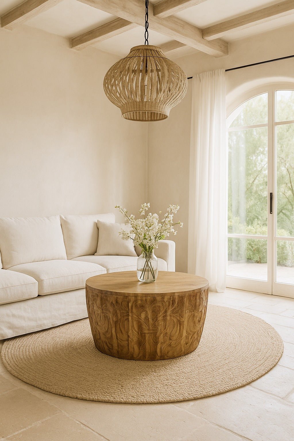 Kareena Solid Mango Wood Round Coffee Table - DOBRI ARTS AU