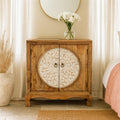 Kartarpur Hand-Carved Circular Motif Wooden Cabinet - DOBRI ARTS AU