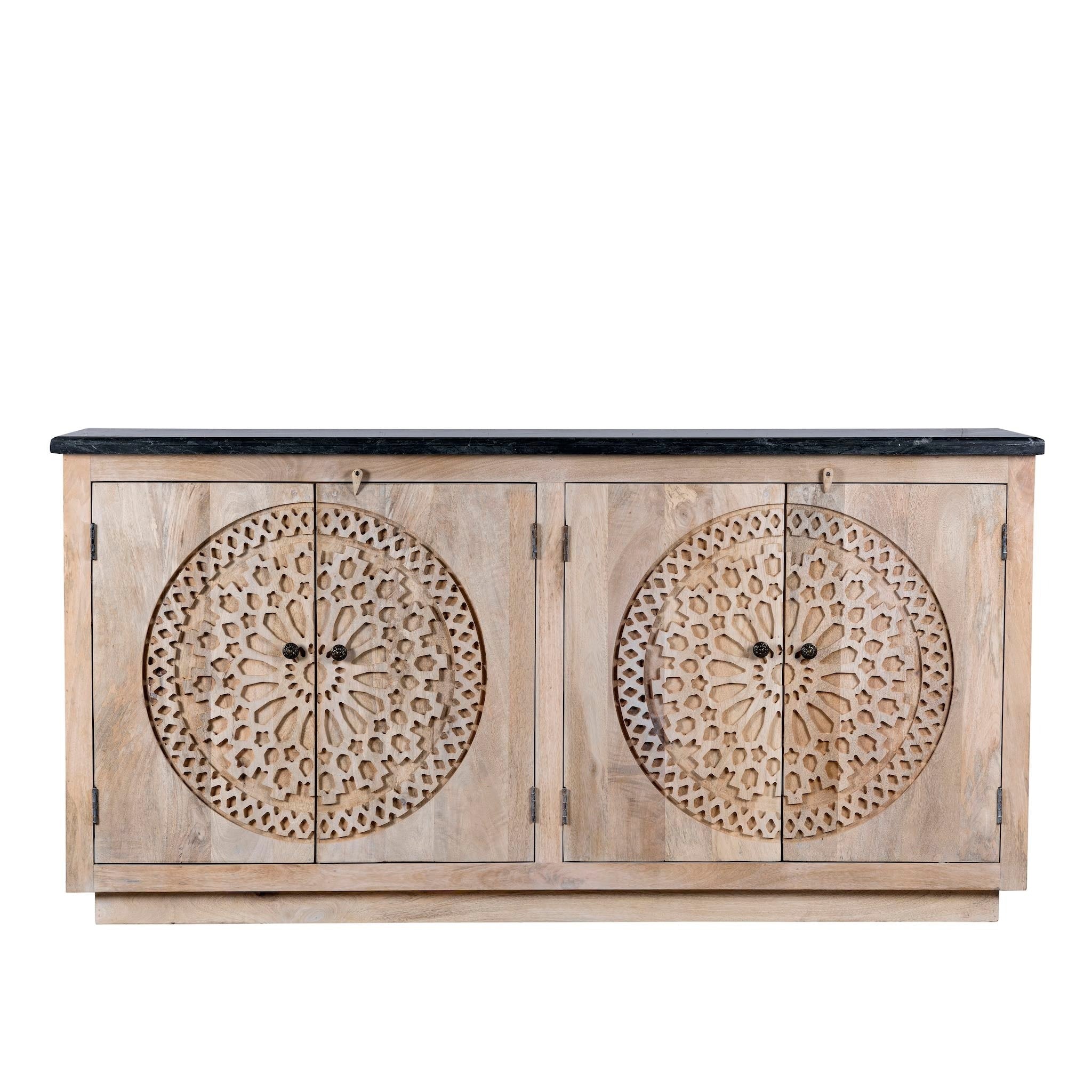 Kavira Carved Marble-Top Sideboard - DOBRI ARTS AU