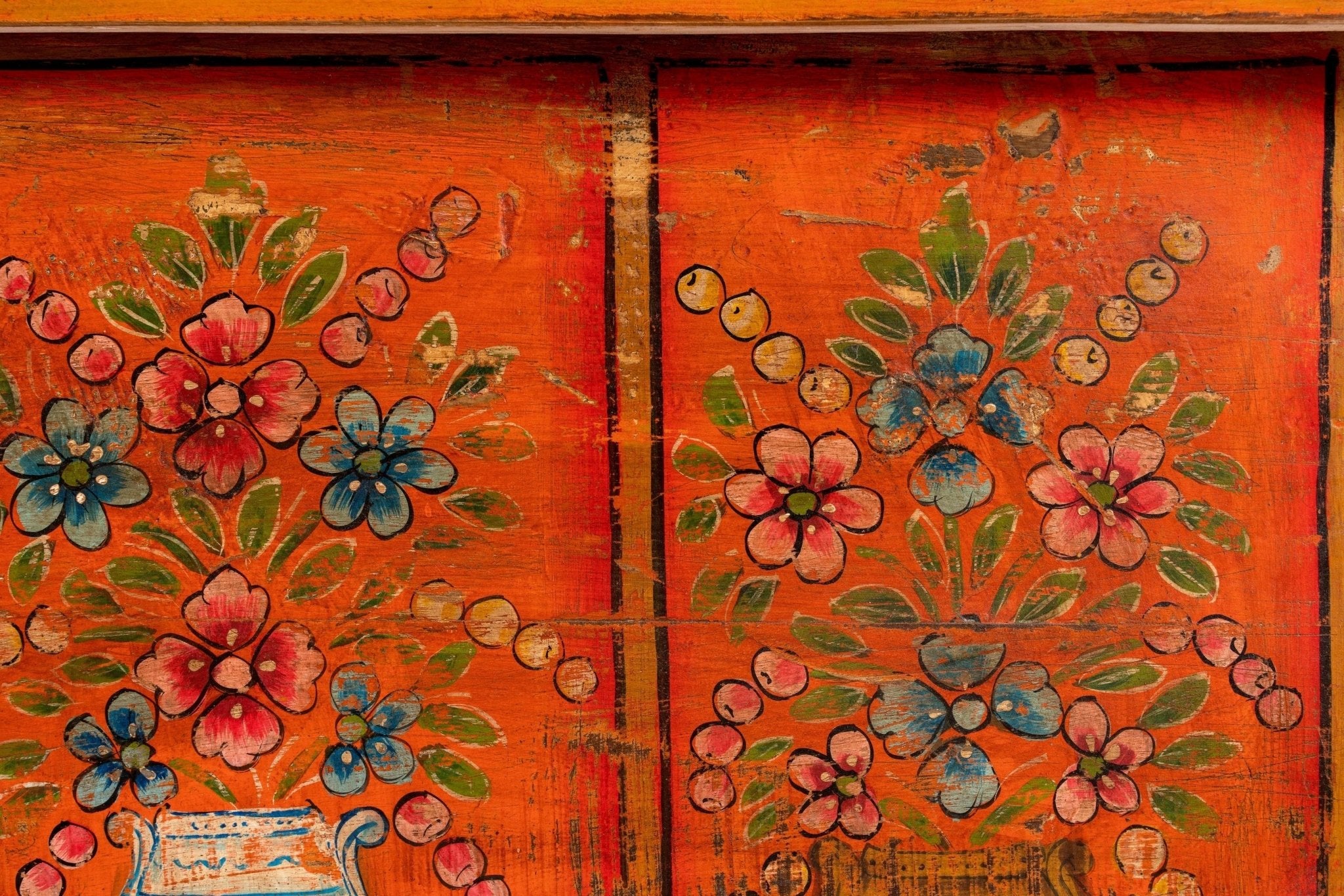 Khambha Hand-Painted Vintage Mango Wood Storage Chest Coffee Table - DOBRI ARTS AU