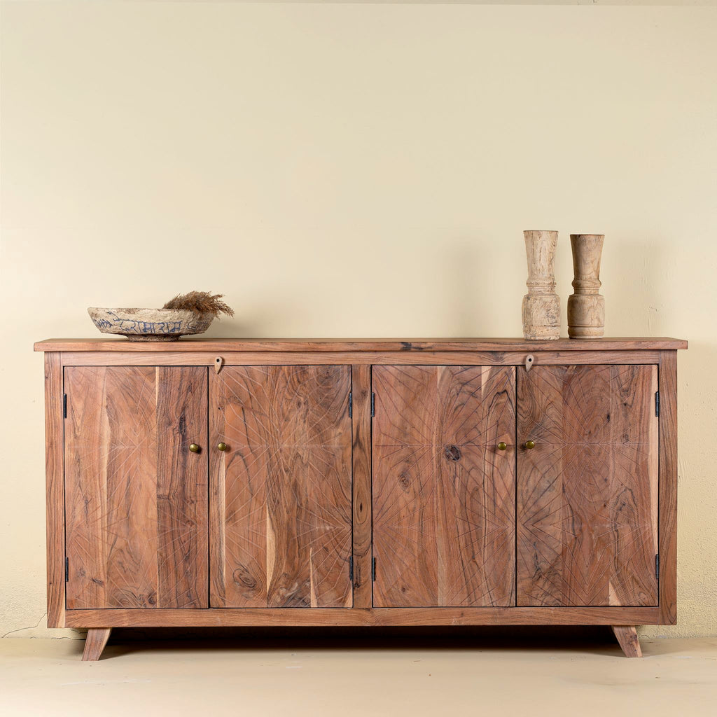 Krish Handcrafted Acacia Wood Carved Sideboard - DOBRI ARTS AU