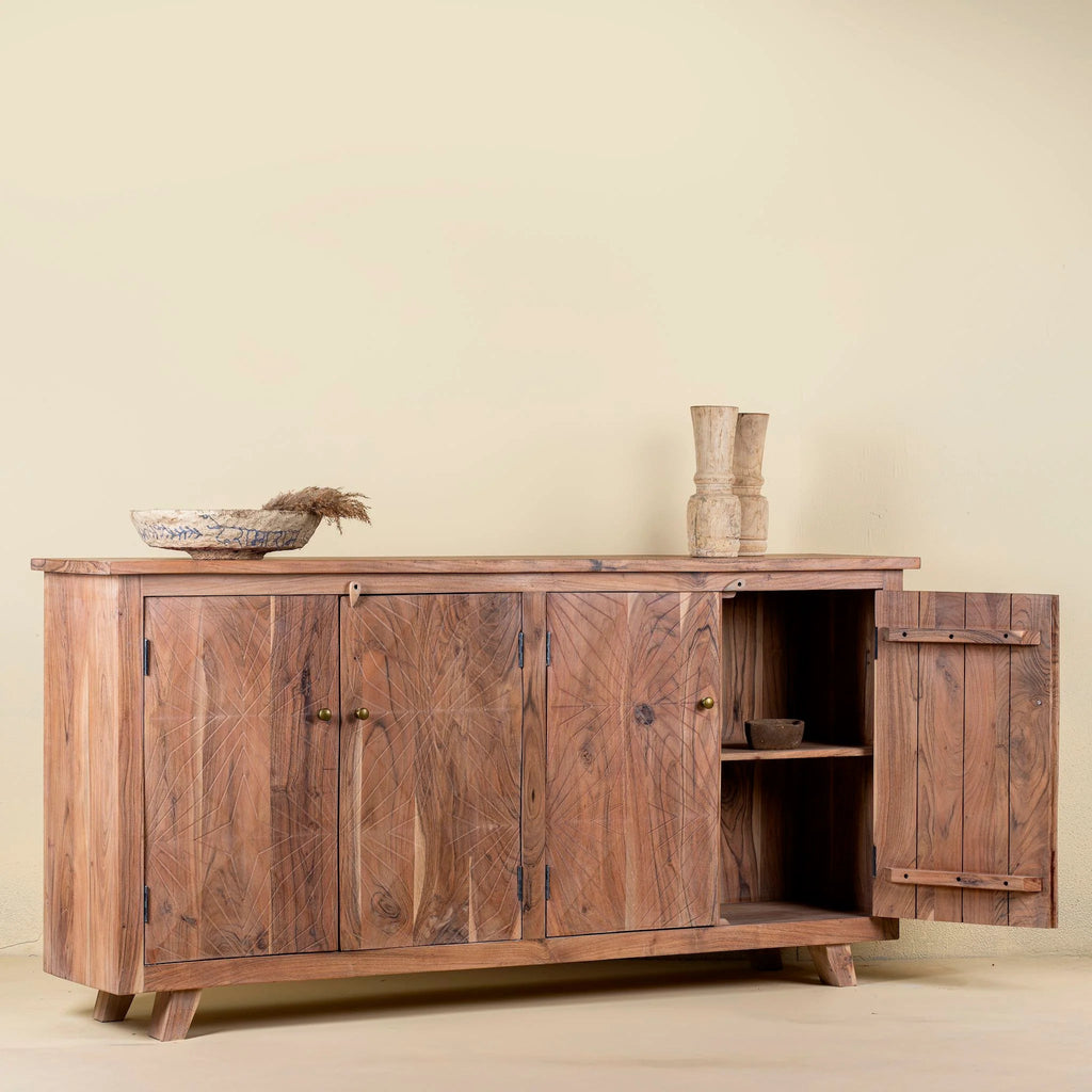 Krish Handcrafted Acacia Wood Carved Sideboard - DOBRI ARTS AU