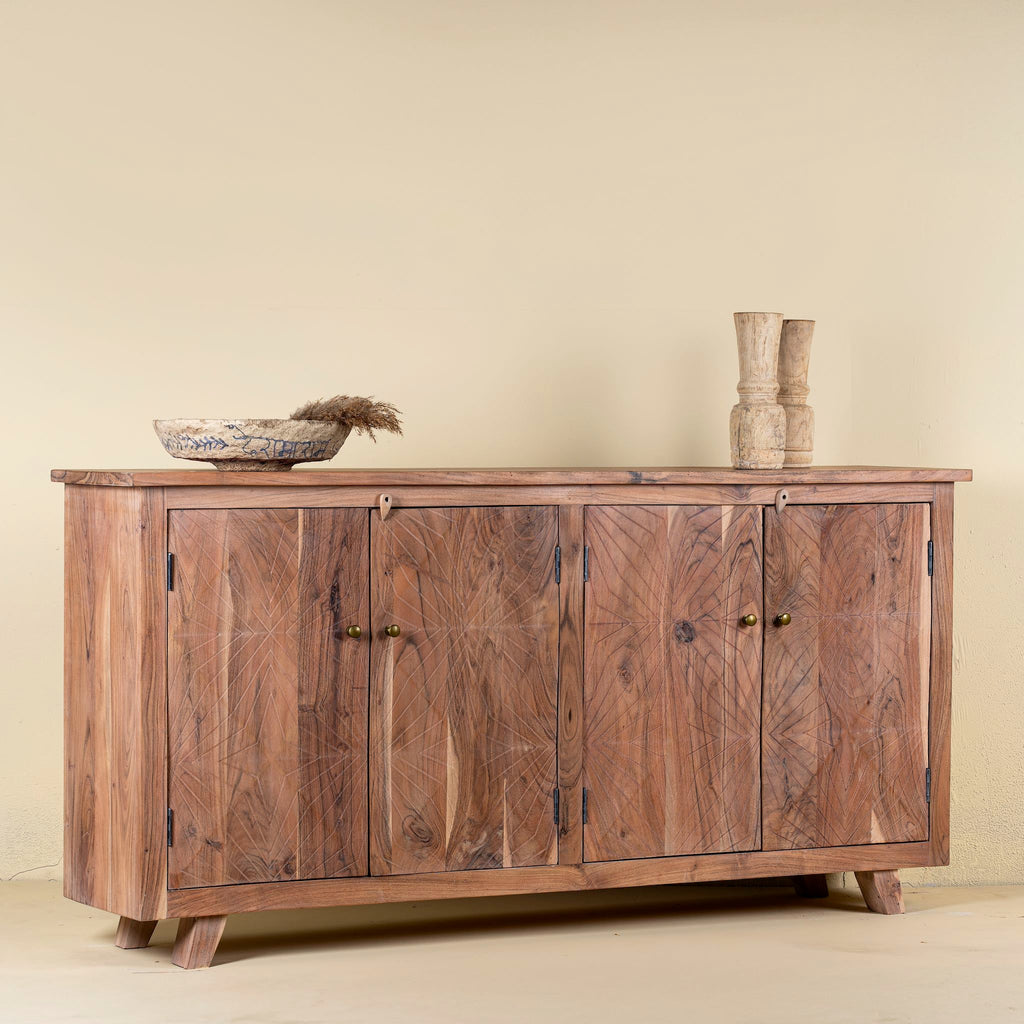Krish Handcrafted Acacia Wood Carved Sideboard - DOBRI ARTS AU