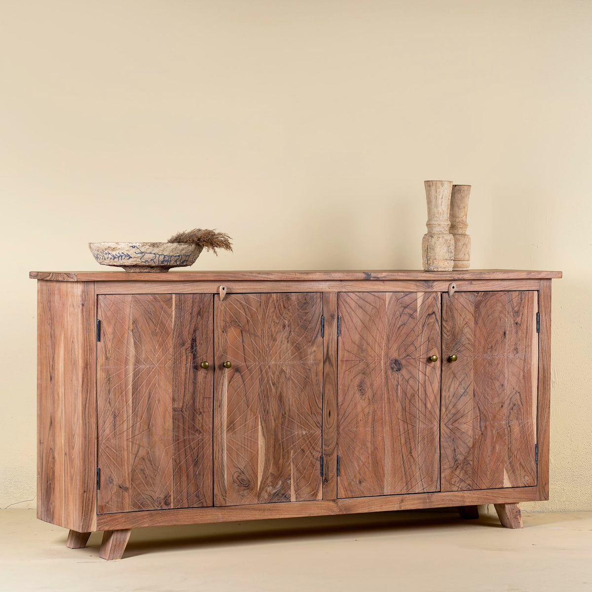 Krish Handcrafted Acacia Wood Carved Sideboard - DOBRI ARTS AU