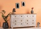 Kutiyana White-Washed Vintage Mango Wood Chest of Drawers - DOBRI ARTS AU