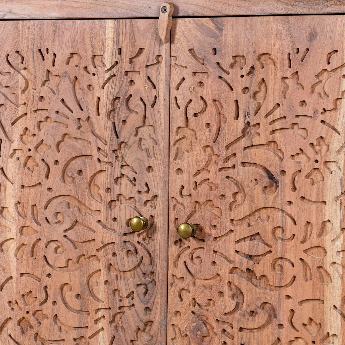 Lattice Door Wooden Storage Cabinet with Natural Finish - DOBRI ARTS AU