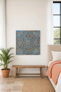 Liora Distressed Blue Mango Wood Carved Wall Panel - DOBRI ARTS AU