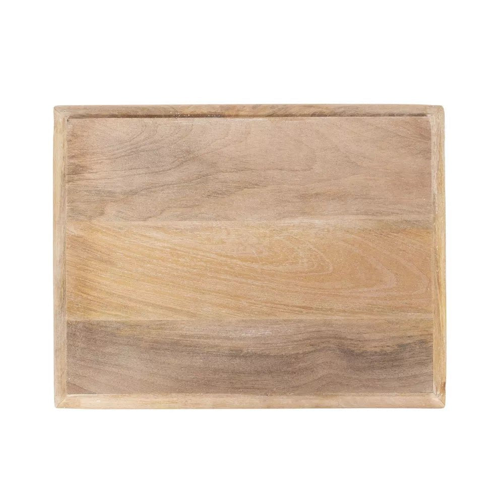 Lucy Natural Mango Wood Side Table – Solid Wood Accent Table with Turned Legs, Lower Shelf & Carved Detail - DOBRI ARTS AU