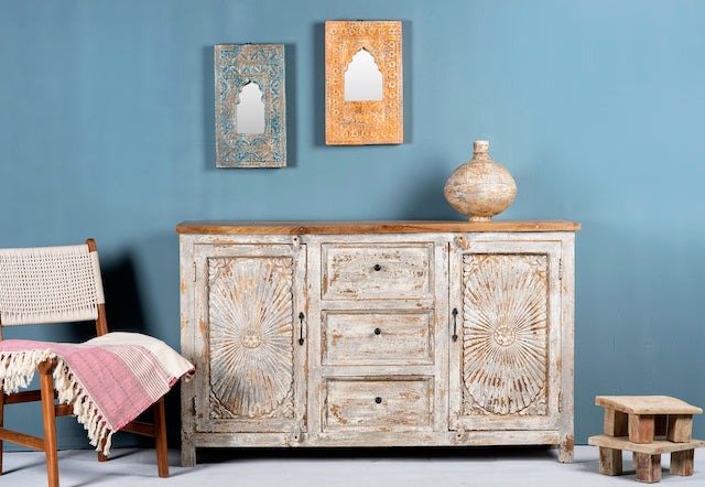 Mardan Vintage Style Carved Wooden Sideboard - DOBRI ARTS AU