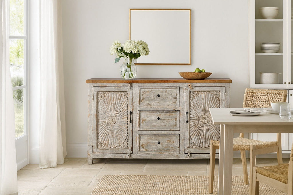 Mardan Vintage Style Carved Wooden Sideboard - DOBRI ARTS AU