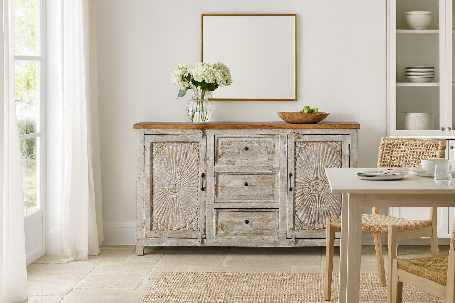 Mardan Vintage Style Carved Wooden Sideboard - DOBRI ARTS AU