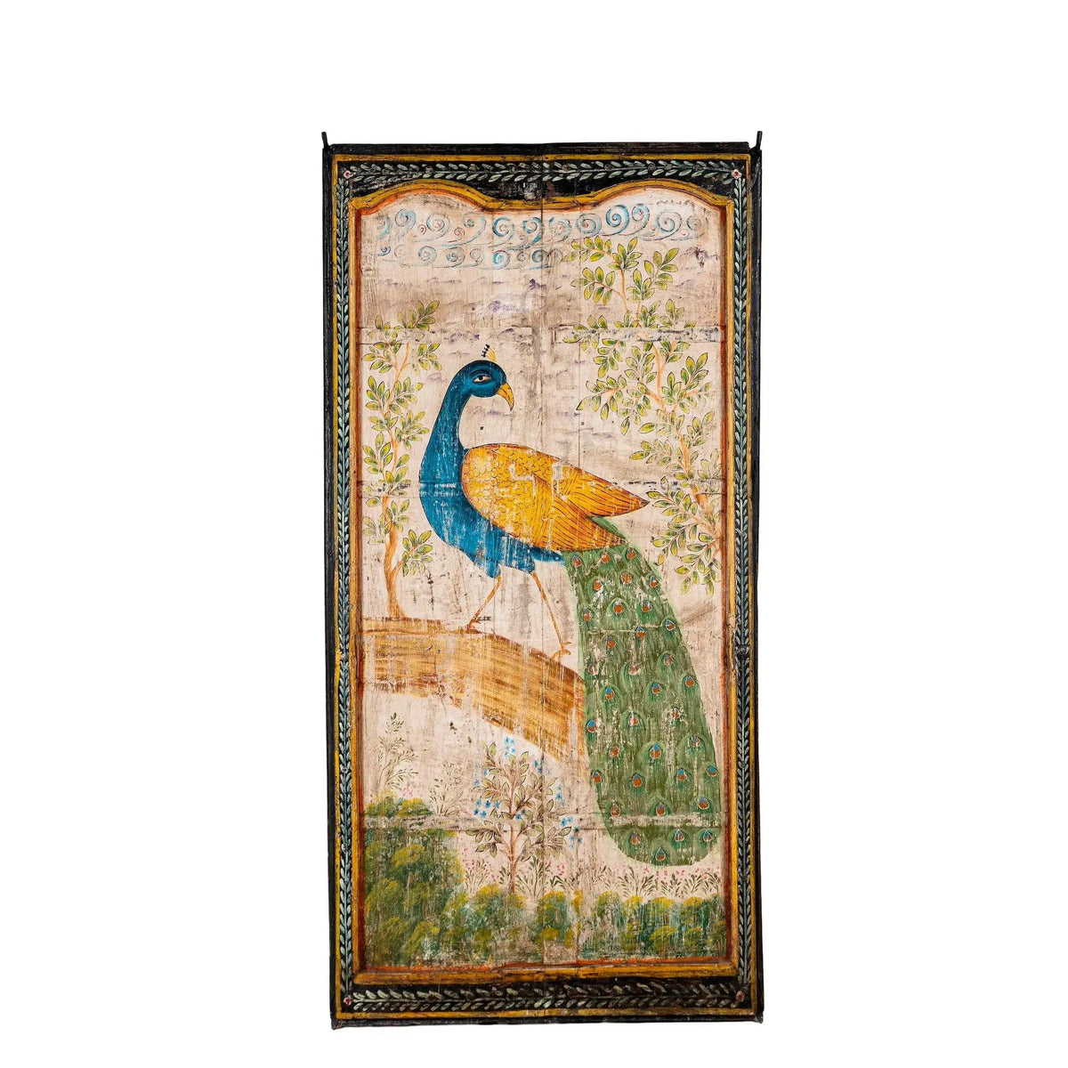 Mayurika Hand-Painted Peacock Door Panel - DOBRI ARTS AU