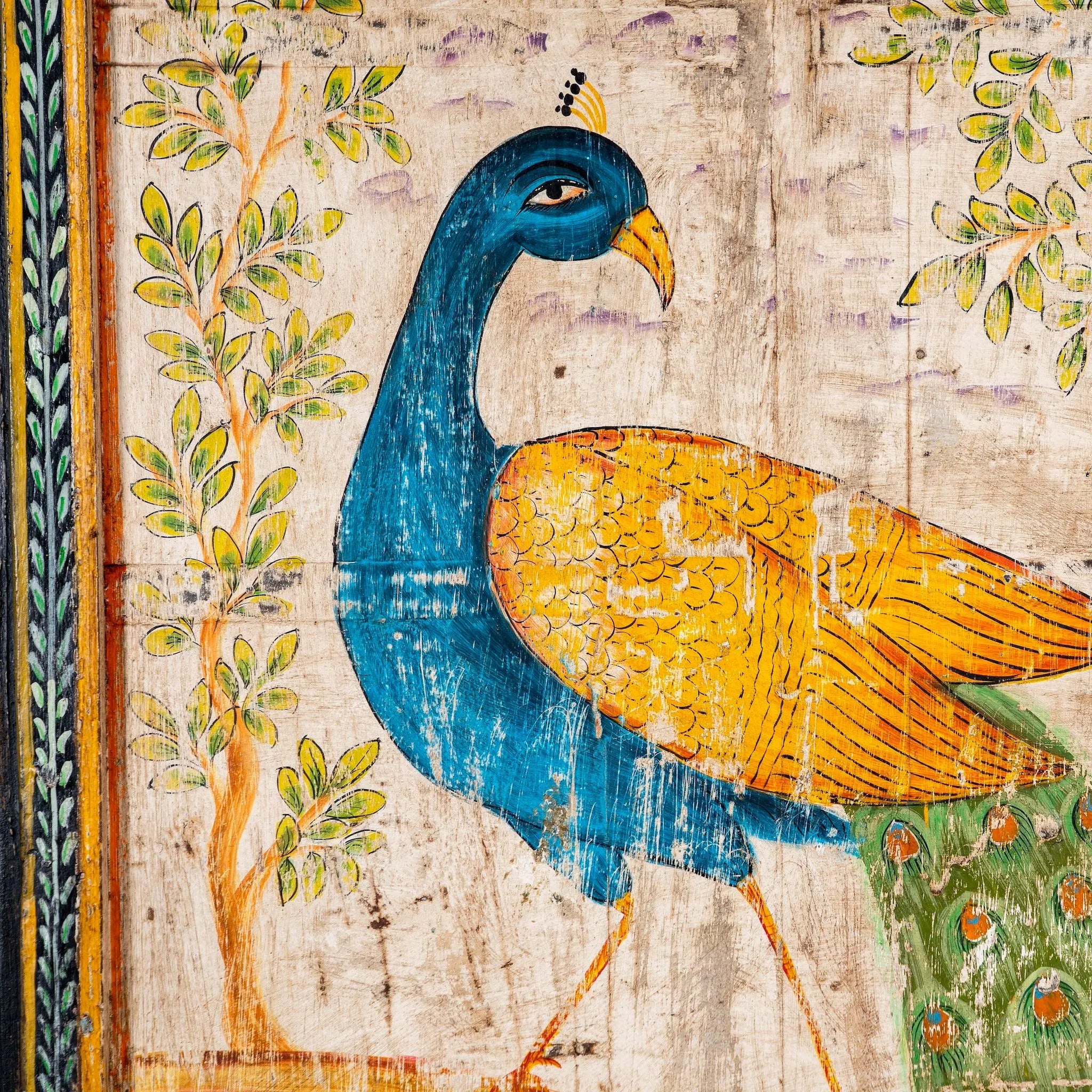 Mayurika Hand-Painted Peacock Door Panel - DOBRI ARTS AU