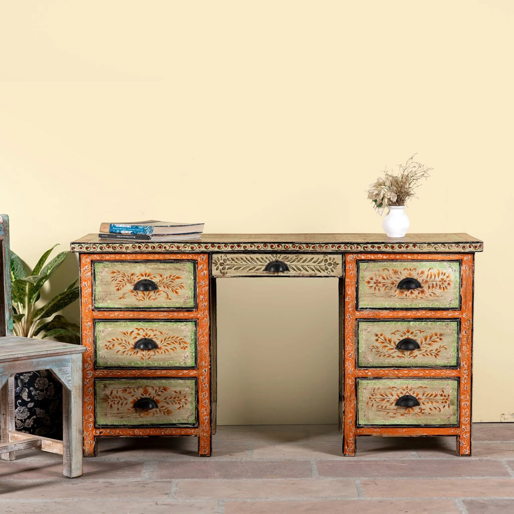 Meher Hand-Painted Floral Writing Desk - DOBRI ARTS AU