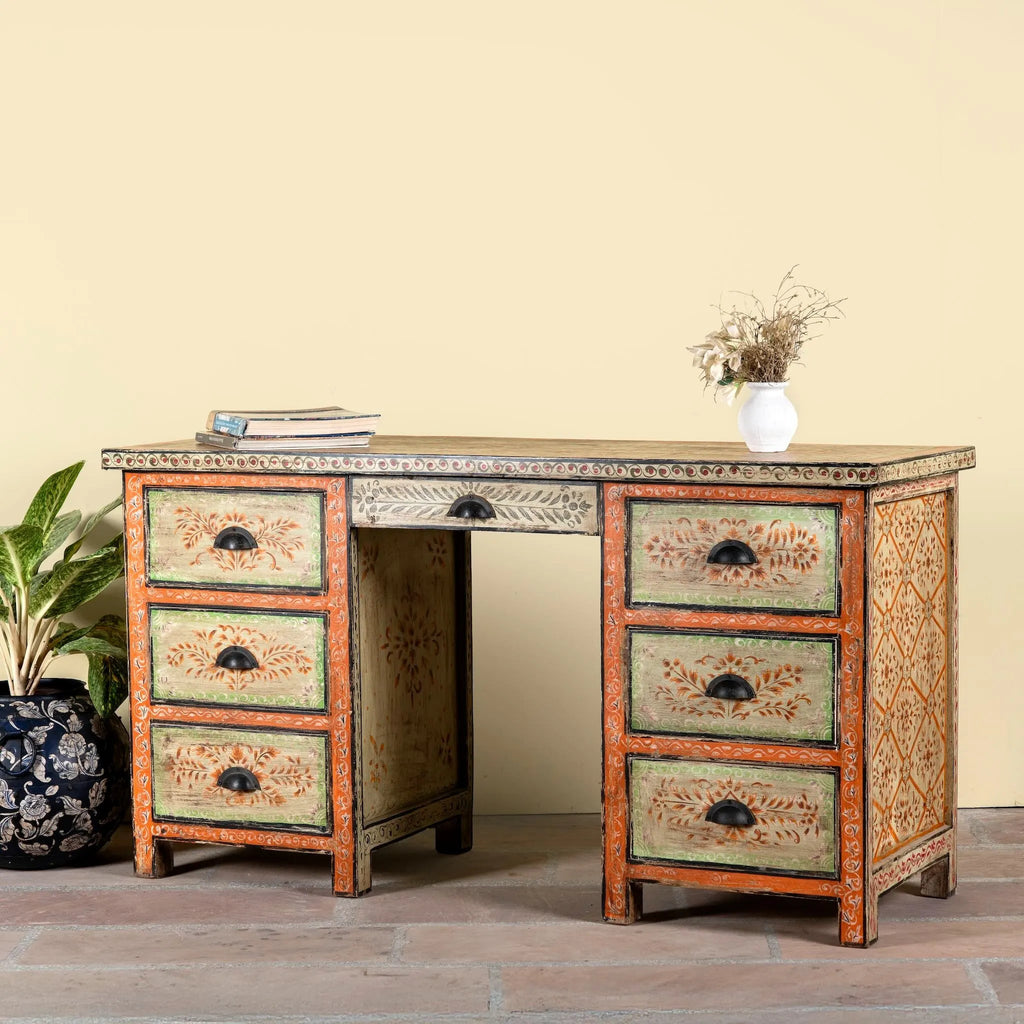 Meher Hand-Painted Floral Writing Desk - DOBRI ARTS AU