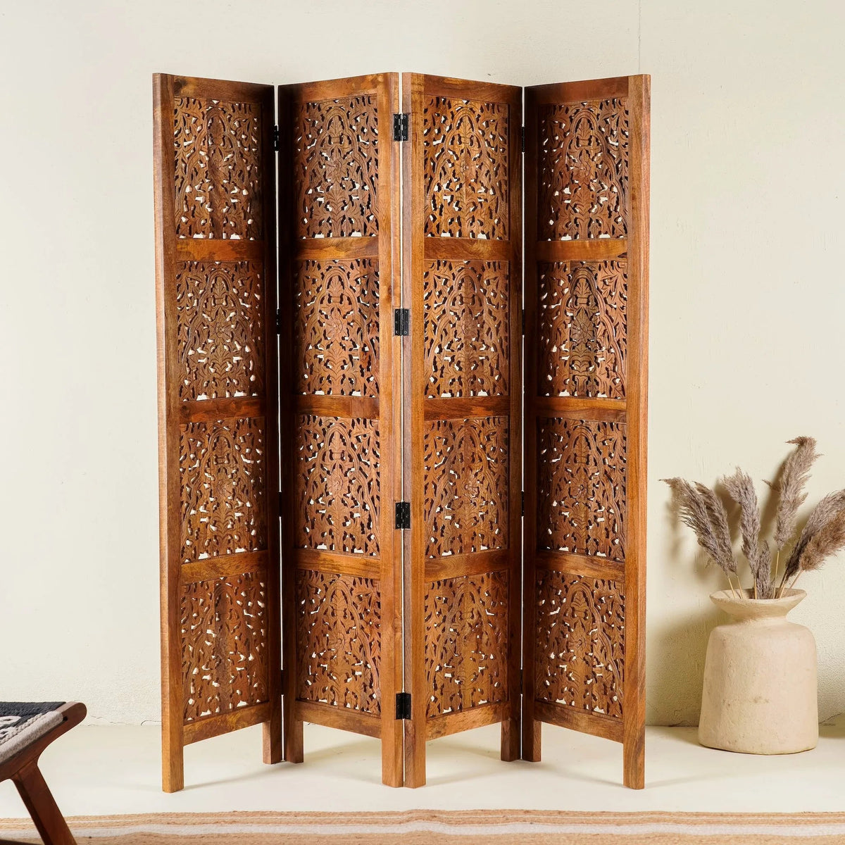 Meherbaan Hand-Carved Wooden Room Divider - DOBRI ARTS AU