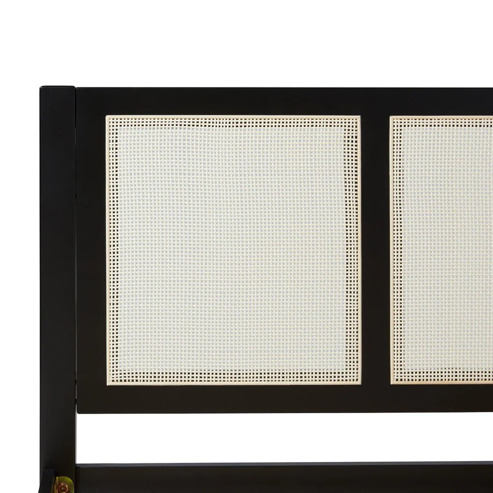 Montclair Rattan Bed – Matt Black Solid Wood Bed Frame with Woven Rattan Panel Headboard - DOBRI ARTS AU