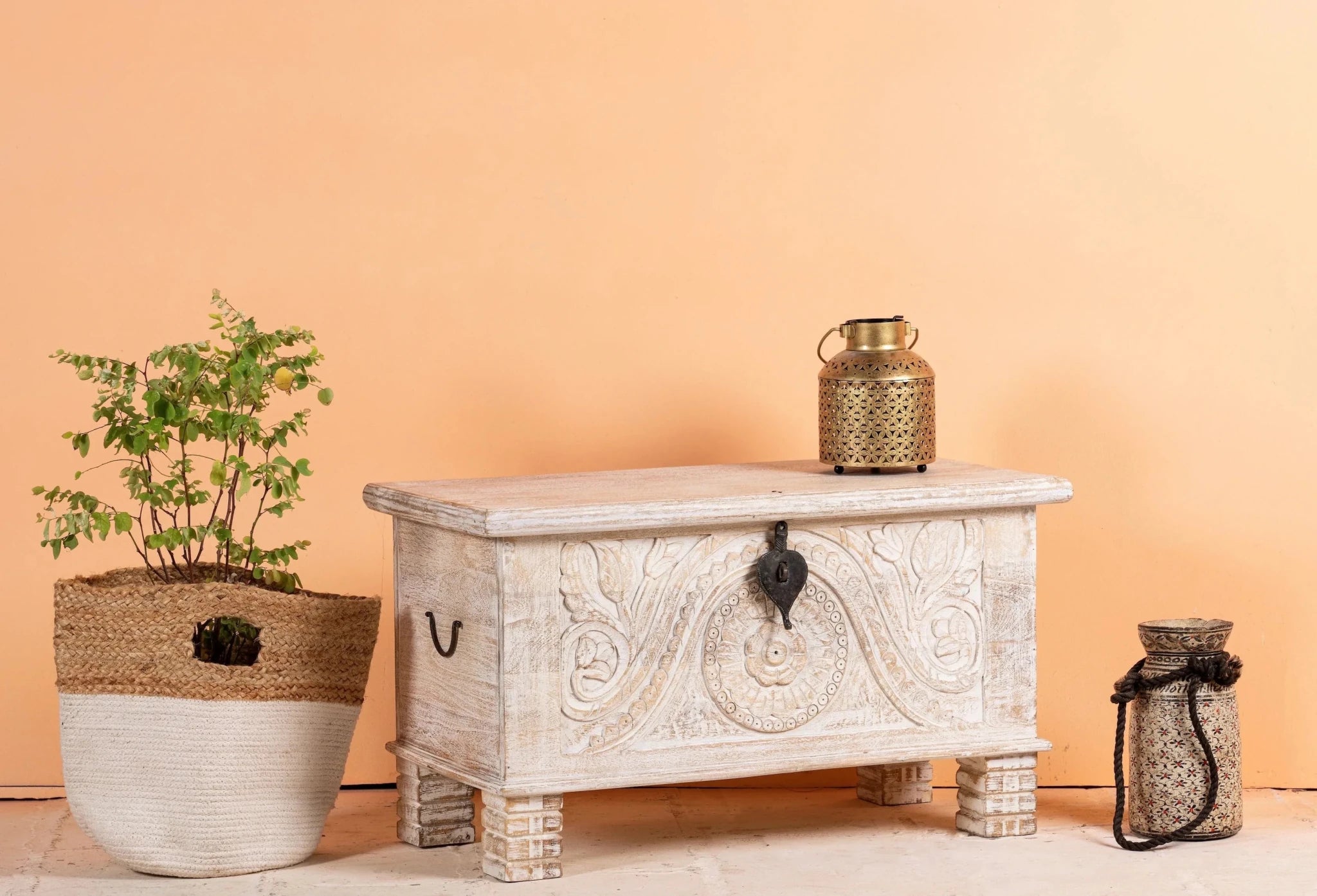 Murukeri Hand-Carved Mango Wood Vintage Storage Chest - DOBRI ARTS AU