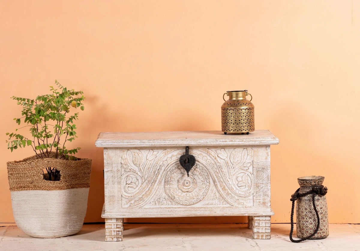 Murukeri Hand-Carved Mango Wood Vintage Storage Chest - DOBRI ARTS AU