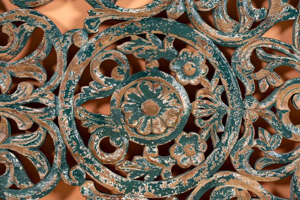 Nadira Distressed Mango Wood Carved Wall Panel - DOBRI ARTS AU