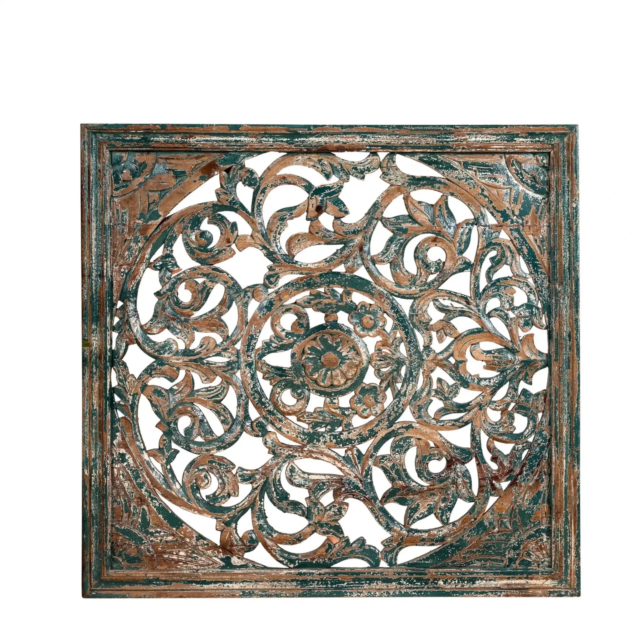Nadira Distressed Mango Wood Carved Wall Panel - DOBRI ARTS AU