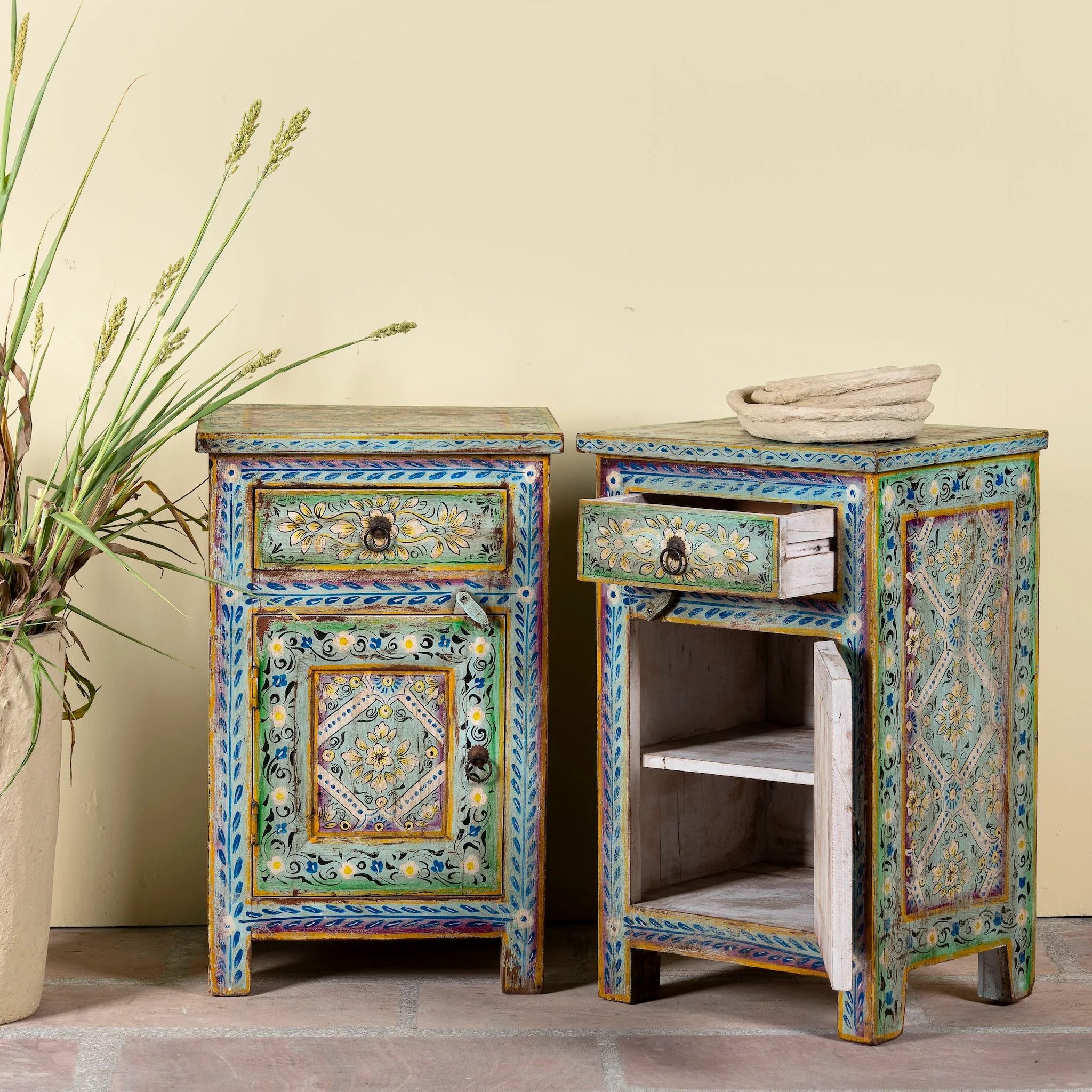 Neelaya Handpainted Bedside Cabinet Set - DOBRI ARTS AU