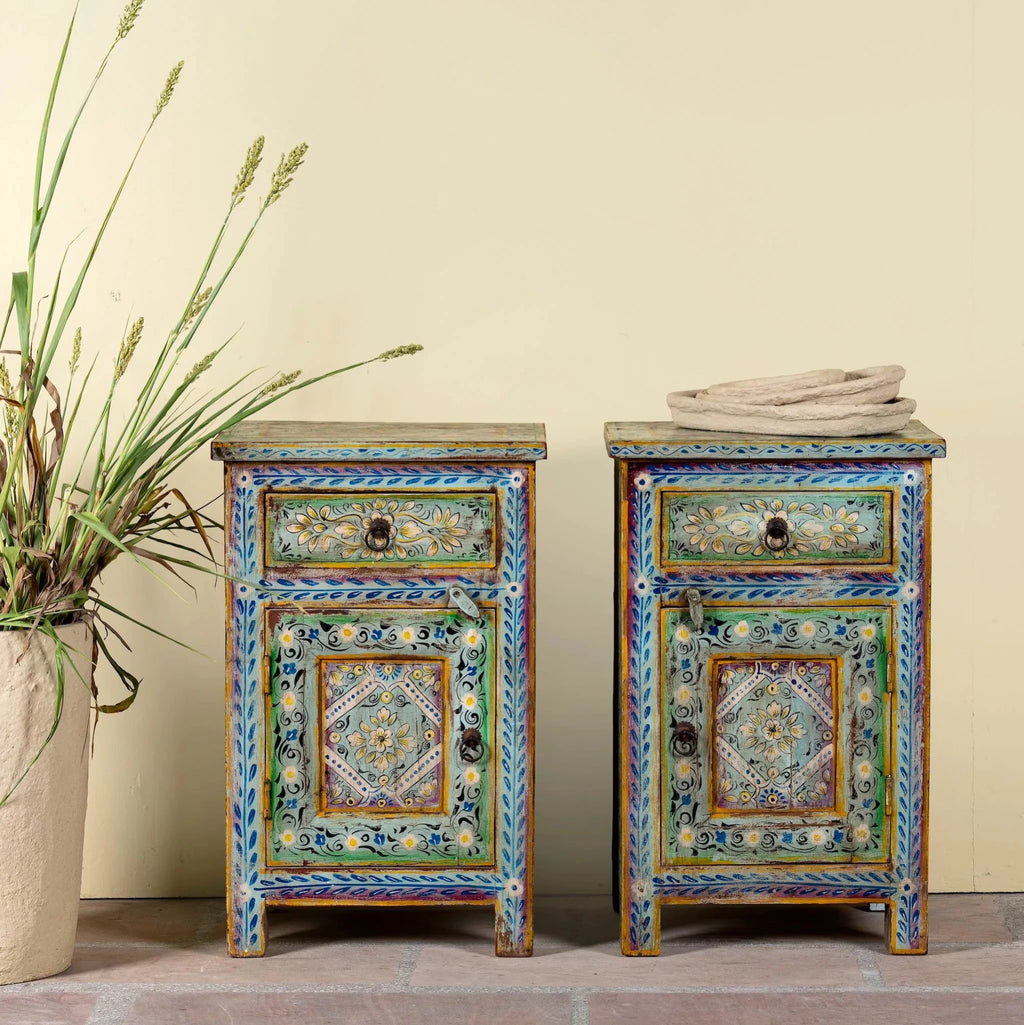 Neelaya Handpainted Bedside Cabinet Set - DOBRI ARTS AU