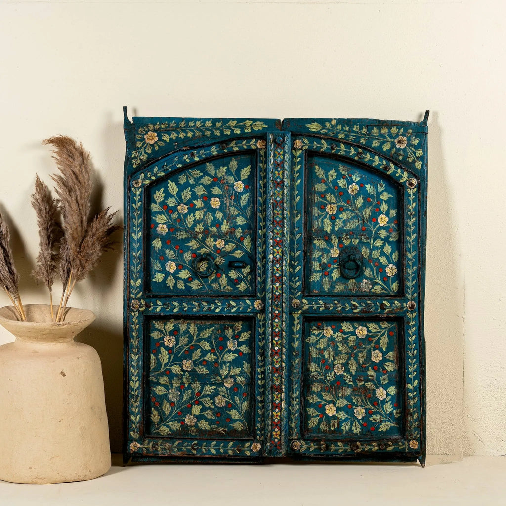 Neelkamal Hand-Painted Teal Door Panel - DOBRI ARTS AU