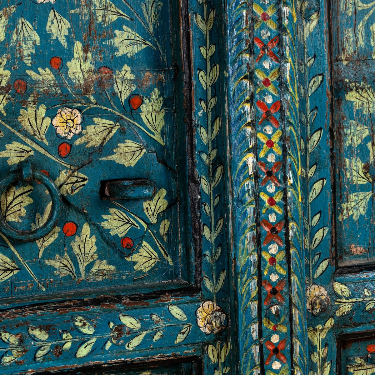 Neelkamal Hand-Painted Teal Door Panel - DOBRI ARTS AU