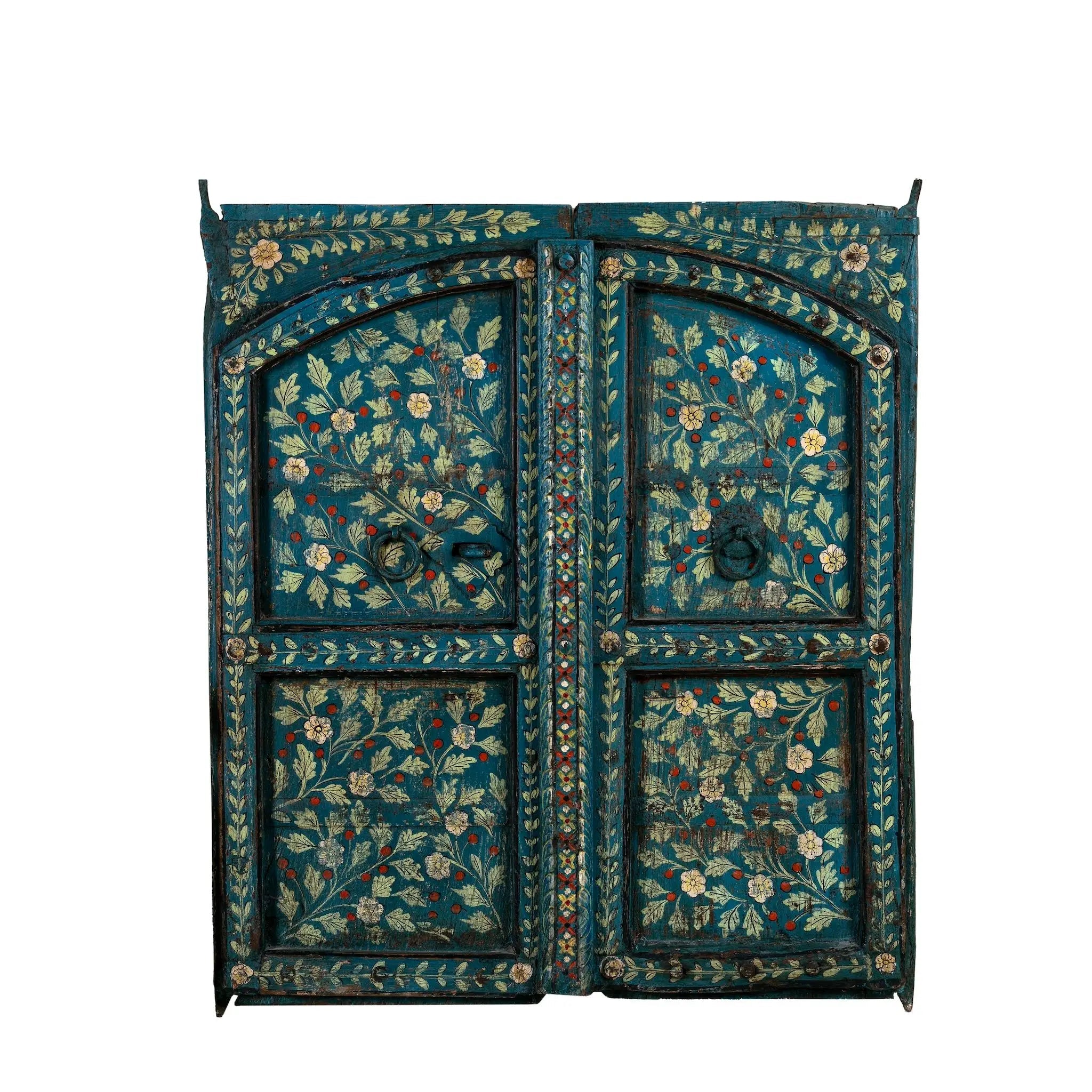 Neelkamal Hand-Painted Teal Door Panel - DOBRI ARTS AU