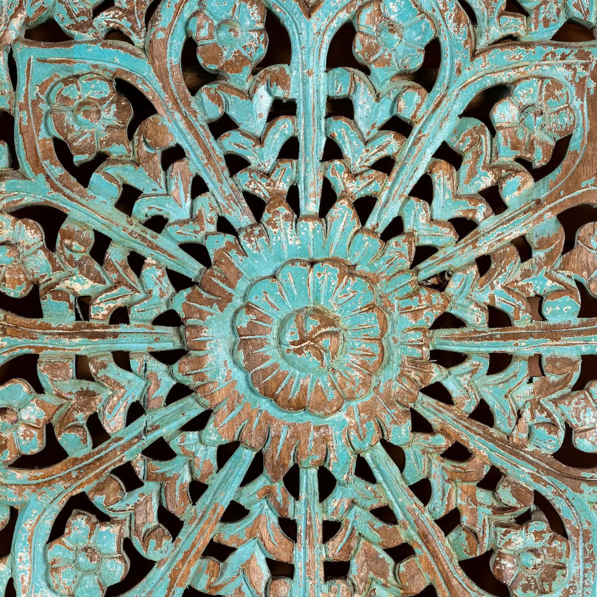 Neerja Turquoise Hand-Carved Vintage Wall Panel - DOBRI ARTS AU